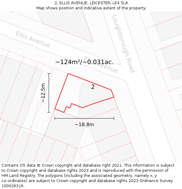 2, ELLIS AVENUE, LEICESTER, LE4 5LA: Plot and title map