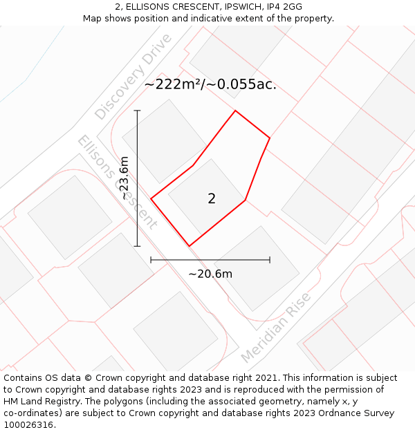 2, ELLISONS CRESCENT, IPSWICH, IP4 2GG: Plot and title map