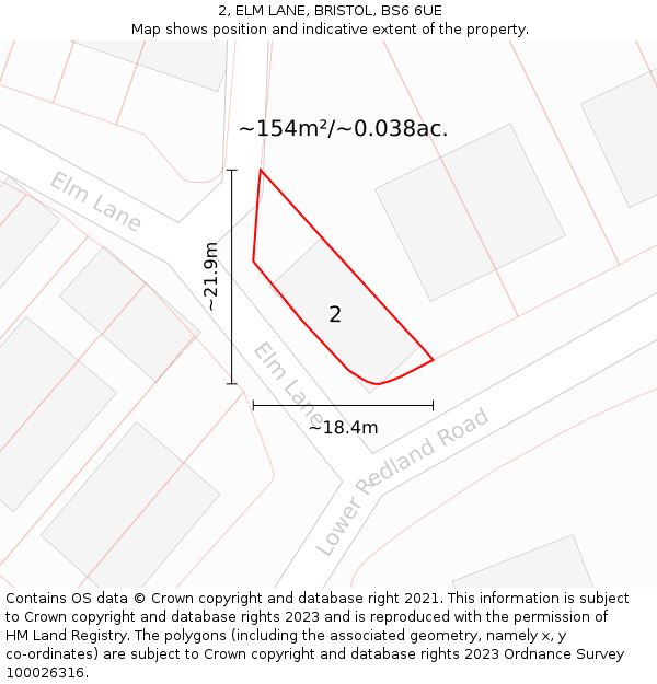 2, ELM LANE, BRISTOL, BS6 6UE: Plot and title map