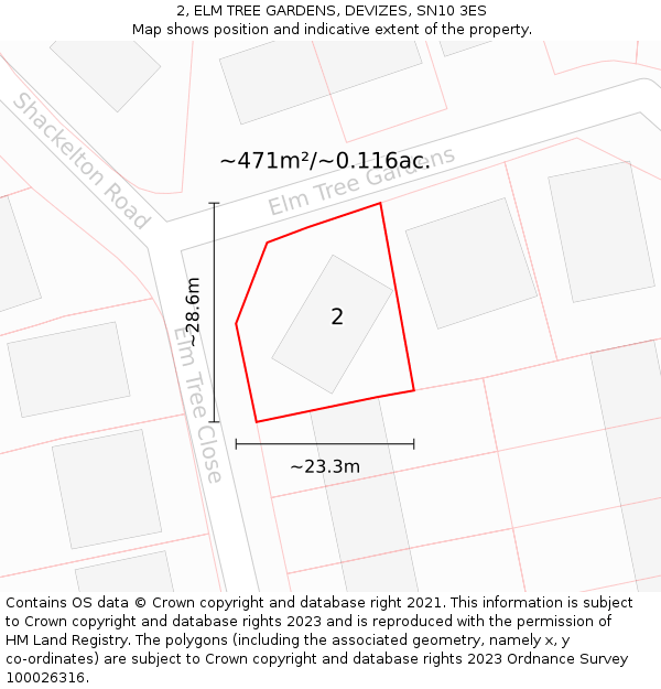 2, ELM TREE GARDENS, DEVIZES, SN10 3ES: Plot and title map