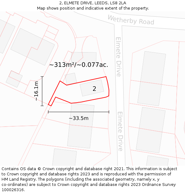 2, ELMETE DRIVE, LEEDS, LS8 2LA: Plot and title map