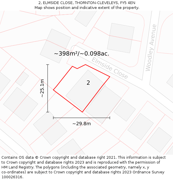 2, ELMSIDE CLOSE, THORNTON-CLEVELEYS, FY5 4EN: Plot and title map