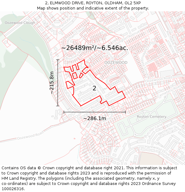 2, ELMWOOD DRIVE, ROYTON, OLDHAM, OL2 5XP: Plot and title map