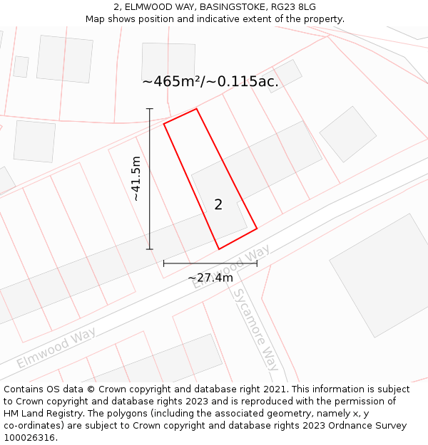2, ELMWOOD WAY, BASINGSTOKE, RG23 8LG: Plot and title map