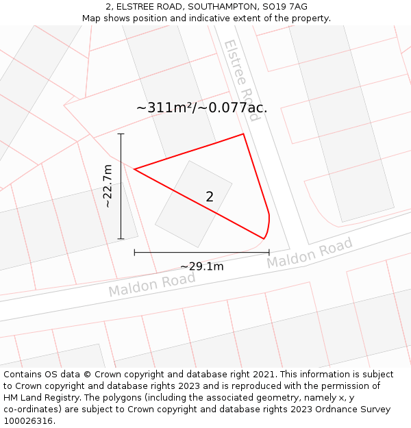 2, ELSTREE ROAD, SOUTHAMPTON, SO19 7AG: Plot and title map