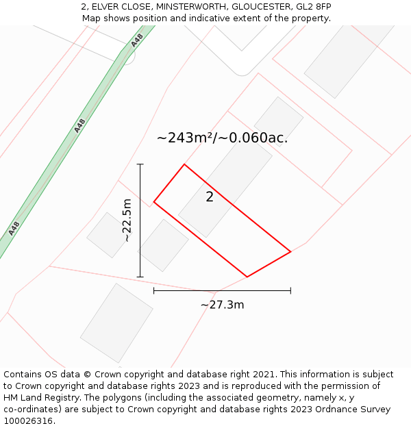 2, ELVER CLOSE, MINSTERWORTH, GLOUCESTER, GL2 8FP: Plot and title map