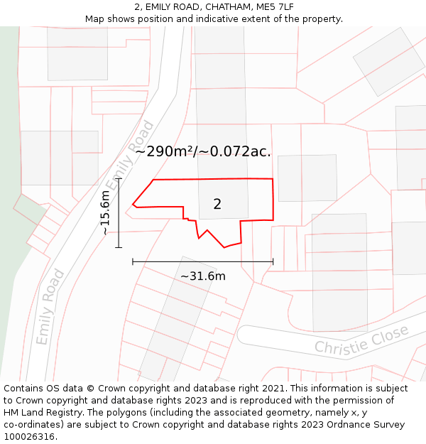 2, EMILY ROAD, CHATHAM, ME5 7LF: Plot and title map