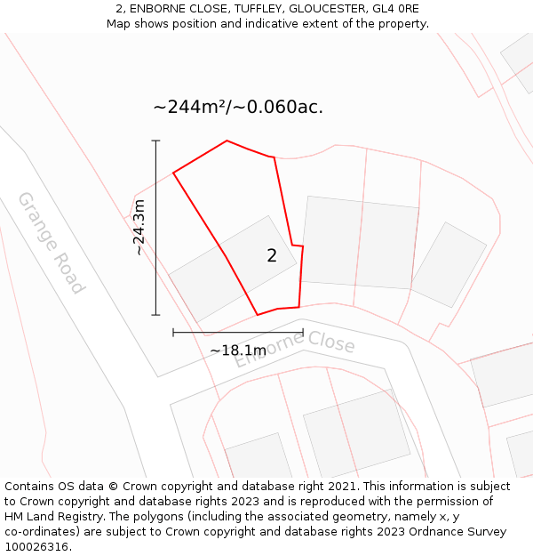 2, ENBORNE CLOSE, TUFFLEY, GLOUCESTER, GL4 0RE: Plot and title map