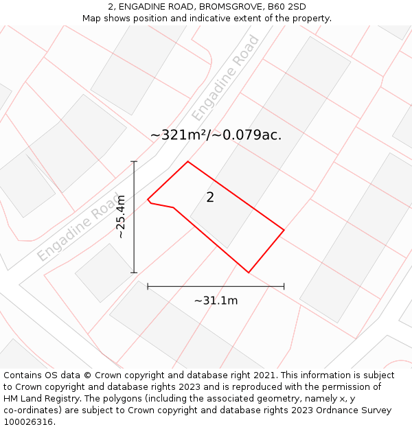 2, ENGADINE ROAD, BROMSGROVE, B60 2SD: Plot and title map