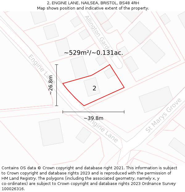 2, ENGINE LANE, NAILSEA, BRISTOL, BS48 4RH: Plot and title map