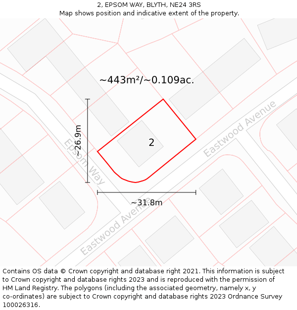 2, EPSOM WAY, BLYTH, NE24 3RS: Plot and title map