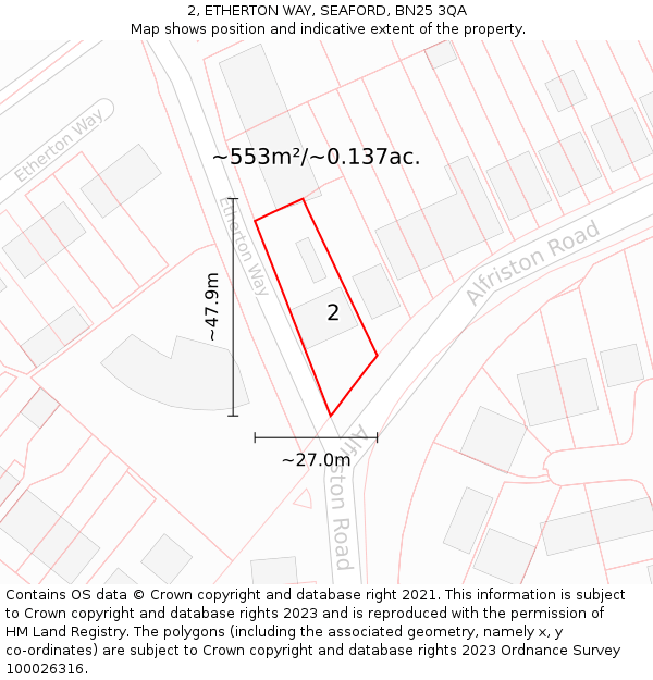 2, ETHERTON WAY, SEAFORD, BN25 3QA: Plot and title map
