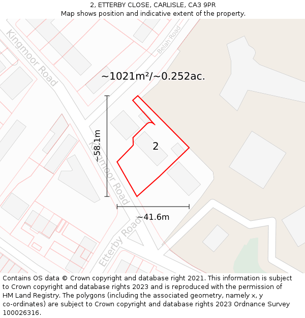 2, ETTERBY CLOSE, CARLISLE, CA3 9PR: Plot and title map