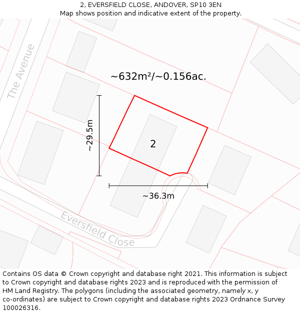 2, EVERSFIELD CLOSE, ANDOVER, SP10 3EN: Plot and title map
