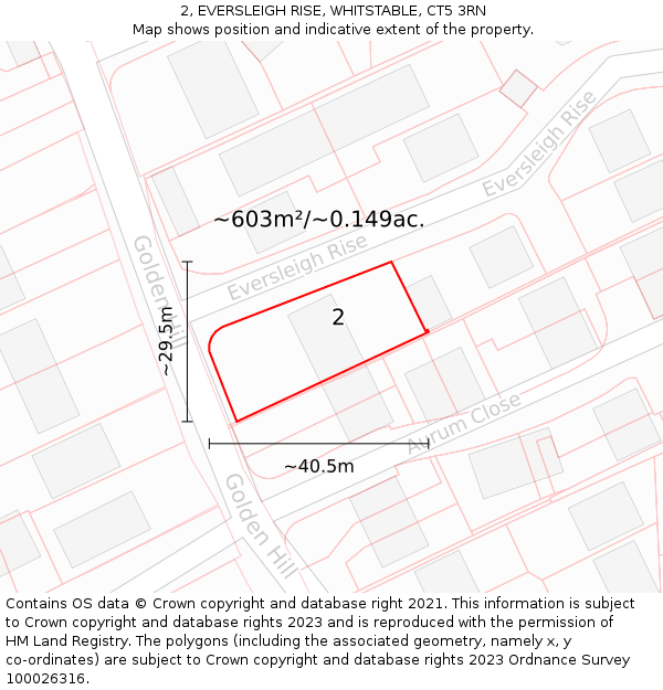 2, EVERSLEIGH RISE, WHITSTABLE, CT5 3RN: Plot and title map
