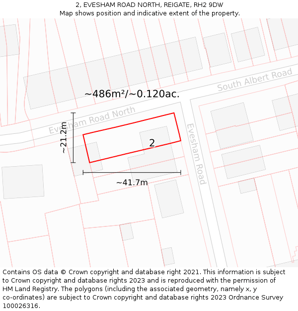 2, EVESHAM ROAD NORTH, REIGATE, RH2 9DW: Plot and title map