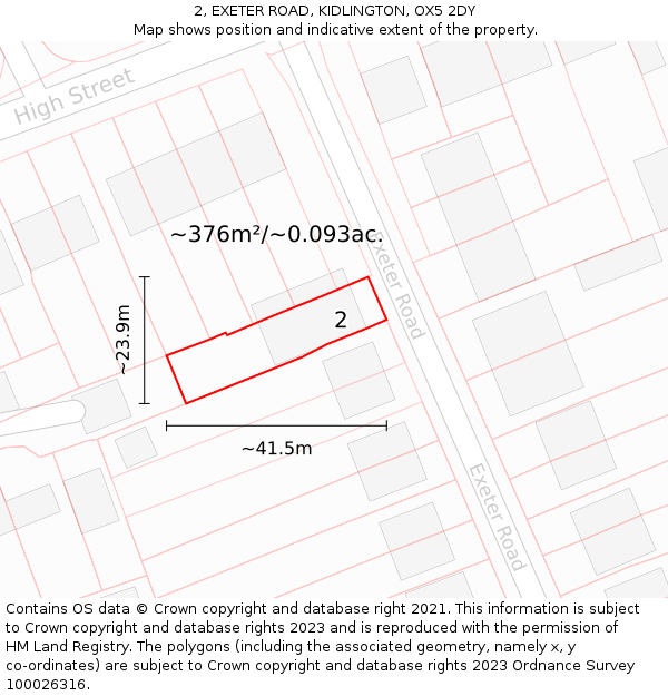 2, EXETER ROAD, KIDLINGTON, OX5 2DY: Plot and title map