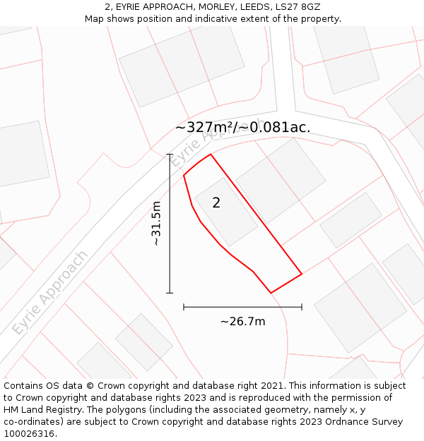 2, EYRIE APPROACH, MORLEY, LEEDS, LS27 8GZ: Plot and title map