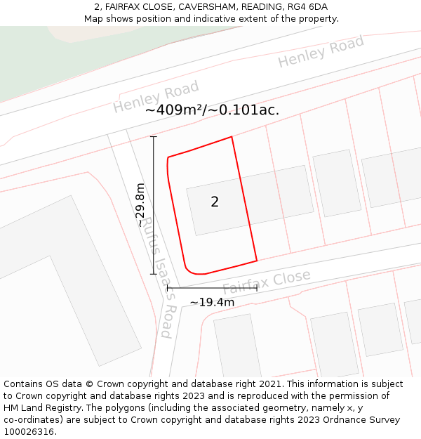 2, FAIRFAX CLOSE, CAVERSHAM, READING, RG4 6DA: Plot and title map