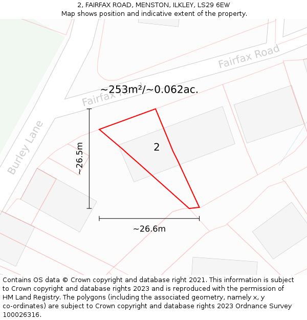 2, FAIRFAX ROAD, MENSTON, ILKLEY, LS29 6EW: Plot and title map