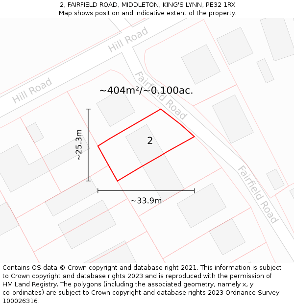 2, FAIRFIELD ROAD, MIDDLETON, KING'S LYNN, PE32 1RX: Plot and title map