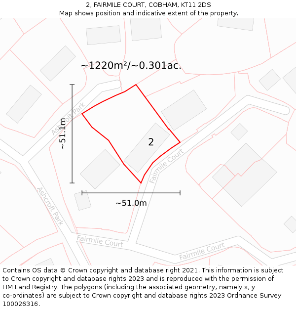 2, FAIRMILE COURT, COBHAM, KT11 2DS: Plot and title map