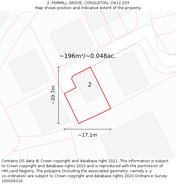 2, FAIRMILL GROVE, CONGLETON, CW12 2GY: Plot and title map