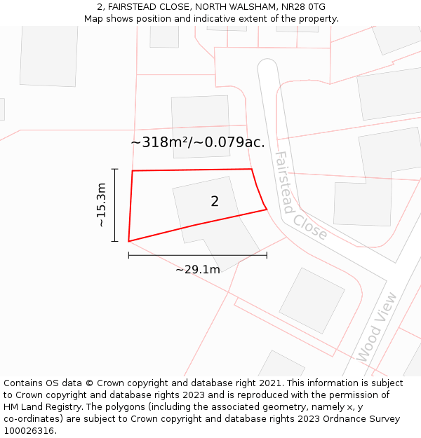 2, FAIRSTEAD CLOSE, NORTH WALSHAM, NR28 0TG: Plot and title map