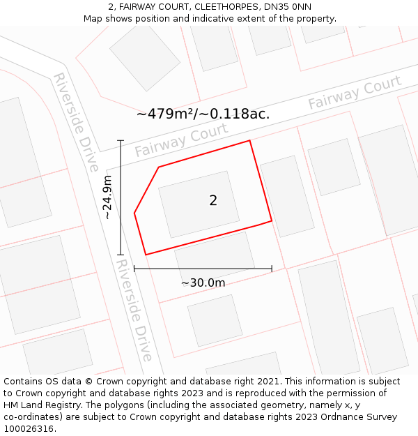 2, FAIRWAY COURT, CLEETHORPES, DN35 0NN: Plot and title map