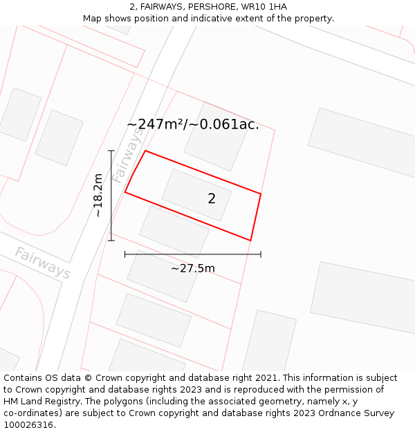 2, FAIRWAYS, PERSHORE, WR10 1HA: Plot and title map