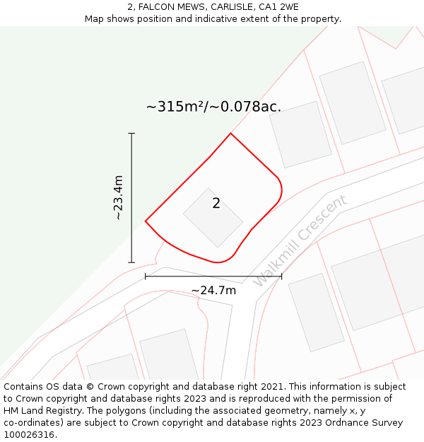 2, FALCON MEWS, CARLISLE, CA1 2WE: Plot and title map