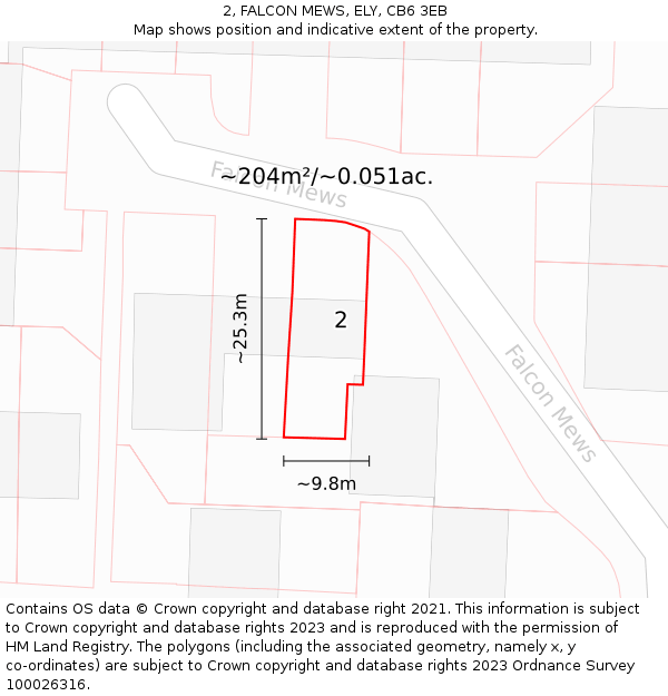 2, FALCON MEWS, ELY, CB6 3EB: Plot and title map