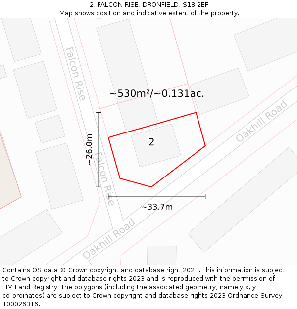 2, FALCON RISE, DRONFIELD, S18 2EF: Plot and title map