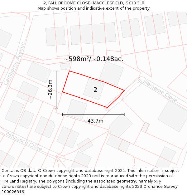 2, FALLIBROOME CLOSE, MACCLESFIELD, SK10 3LR: Plot and title map