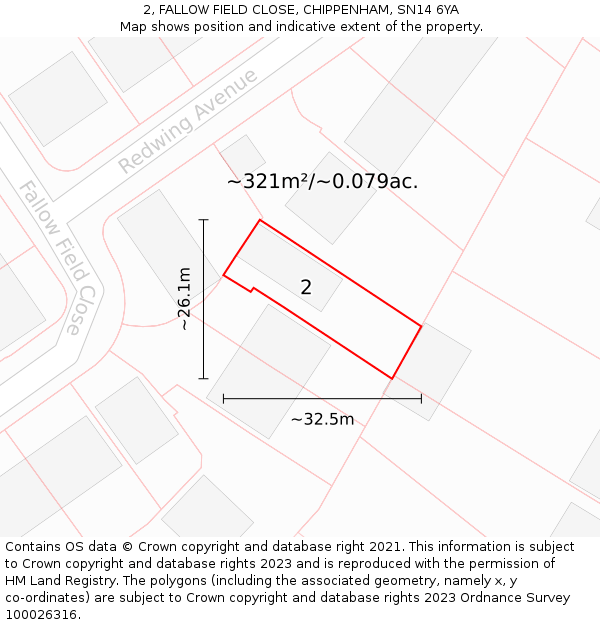2, FALLOW FIELD CLOSE, CHIPPENHAM, SN14 6YA: Plot and title map