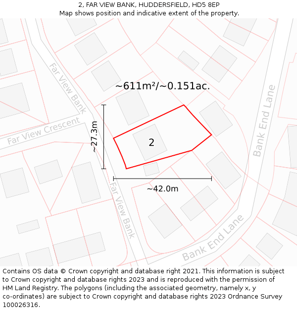 2, FAR VIEW BANK, HUDDERSFIELD, HD5 8EP: Plot and title map