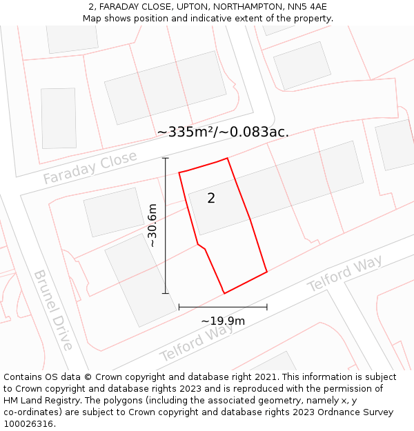 2, FARADAY CLOSE, UPTON, NORTHAMPTON, NN5 4AE: Plot and title map
