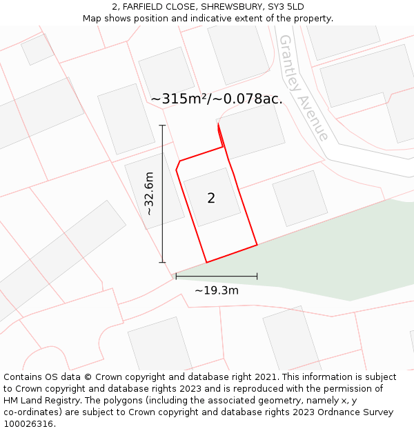 2, FARFIELD CLOSE, SHREWSBURY, SY3 5LD: Plot and title map
