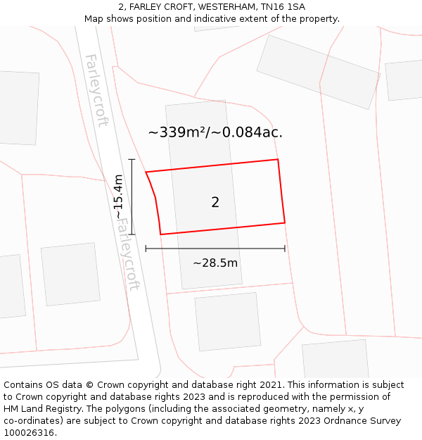 2, FARLEY CROFT, WESTERHAM, TN16 1SA: Plot and title map