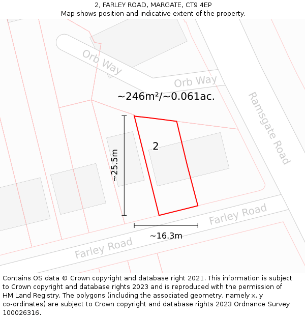 2, FARLEY ROAD, MARGATE, CT9 4EP: Plot and title map