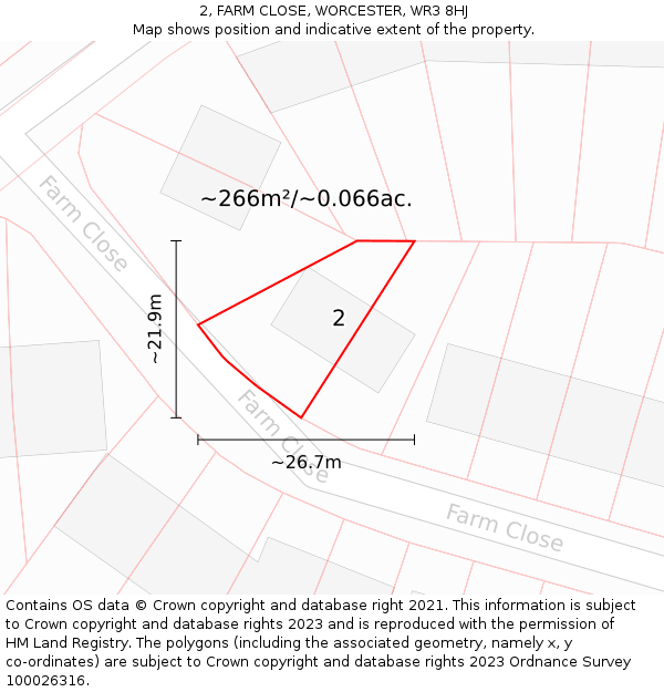 2, FARM CLOSE, WORCESTER, WR3 8HJ: Plot and title map