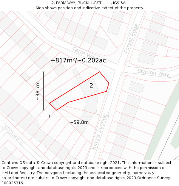 2, FARM WAY, BUCKHURST HILL, IG9 5AH: Plot and title map