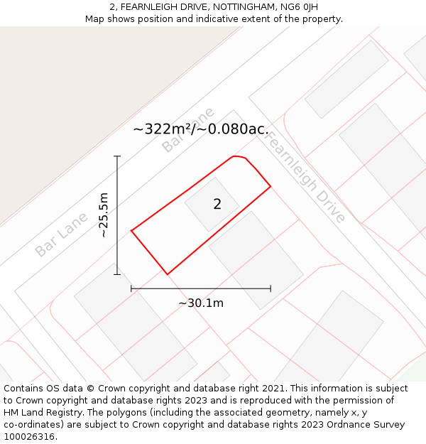 2, FEARNLEIGH DRIVE, NOTTINGHAM, NG6 0JH: Plot and title map