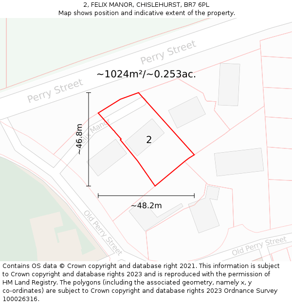 2, FELIX MANOR, CHISLEHURST, BR7 6PL: Plot and title map