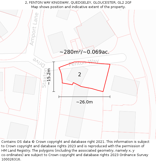 2, FENTON WAY KINGSWAY, QUEDGELEY, GLOUCESTER, GL2 2GF: Plot and title map