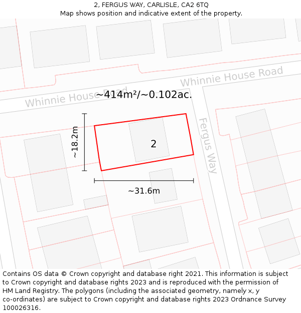 2, FERGUS WAY, CARLISLE, CA2 6TQ: Plot and title map