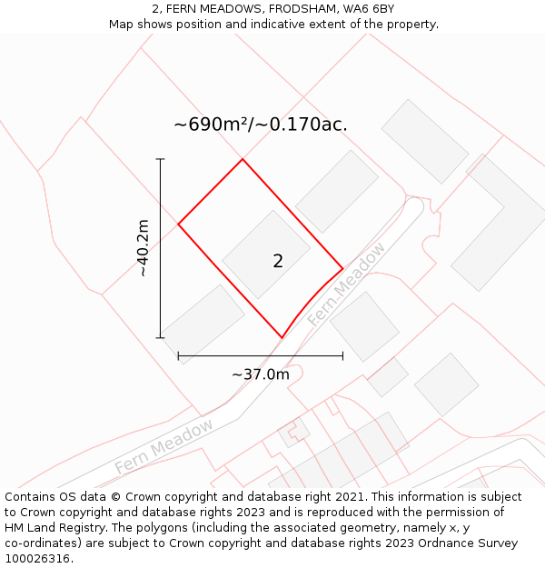 2, FERN MEADOWS, FRODSHAM, WA6 6BY: Plot and title map