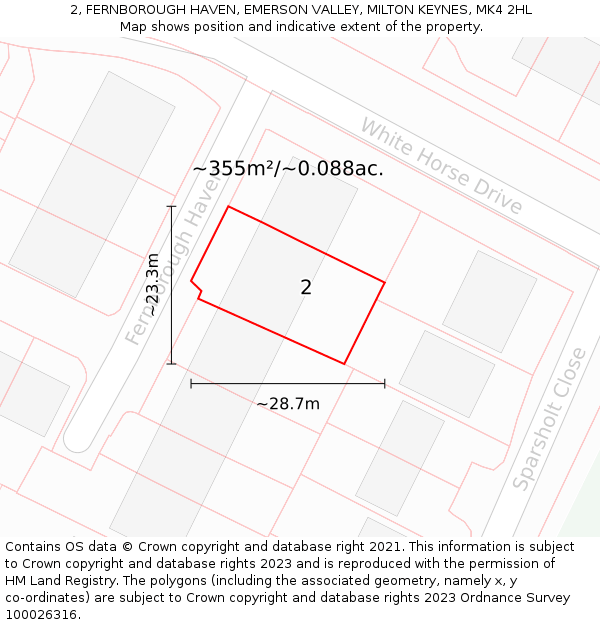 2, FERNBOROUGH HAVEN, EMERSON VALLEY, MILTON KEYNES, MK4 2HL: Plot and title map