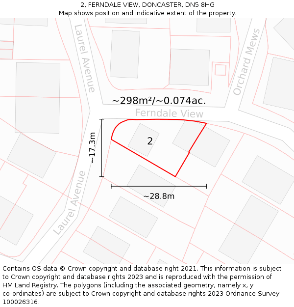 2, FERNDALE VIEW, DONCASTER, DN5 8HG: Plot and title map