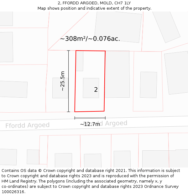 2, FFORDD ARGOED, MOLD, CH7 1LY: Plot and title map